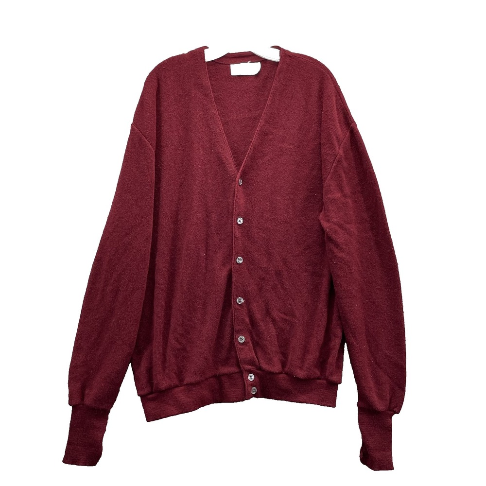 Vintage King Size Knit Cardigan Men XXL Red Big Tall Preppy Classic Academia 90s